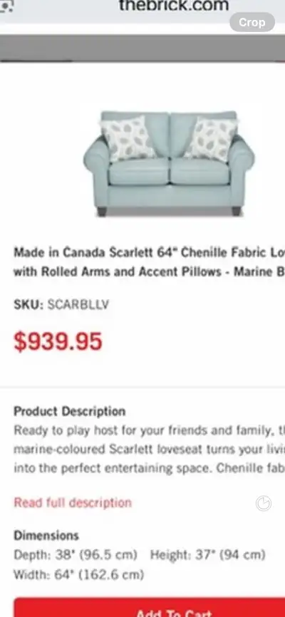 The Brick Scarlett Chenille Loveseat and Chair, View more