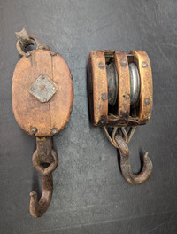 ANTIQUE Large Block & Tackle Set circa late 1800s - early 1900s