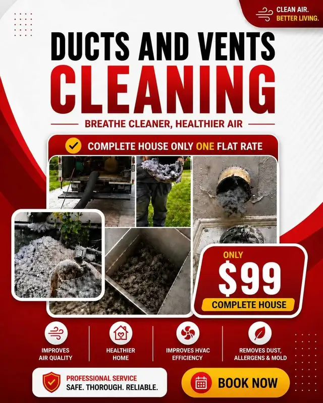 Unlimited Hot & Cold Air Vents Cleaning - $99