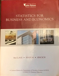 Statistics for business and economics Custom Concordia COMM 215