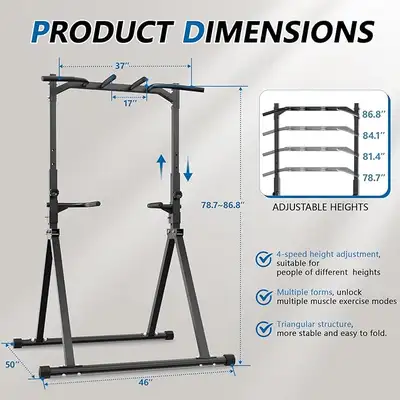 Adjustable Pull-Up and Dip Station for Home Gyms, View more