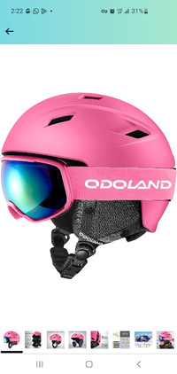 Snow Ski Helmet and Goggles Set, Small Adjustable Size Pink