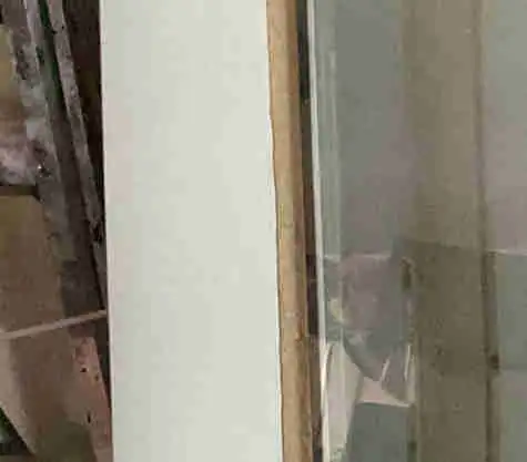White door with stained glass, 34 inches wide, ideal for cottages