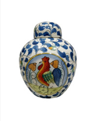 Large Vintage Chinese Rooster Ginger jar, handpainted