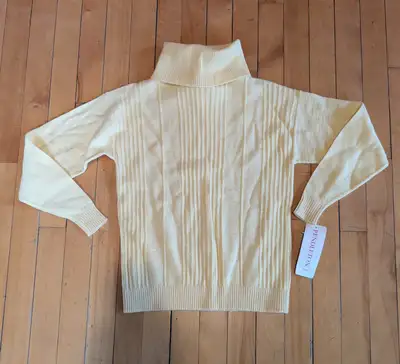 Vintage Yellow Ribbed Turtleneck Sweater. Size Small., View more