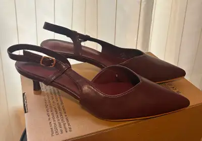 Ardene Women's Burgundy Slingback Heels – Size 7, View more
