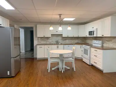 Spacious and Bright 3 bedroom Basement Apartment in quiet area. Newer customed kitchen with pot draw...