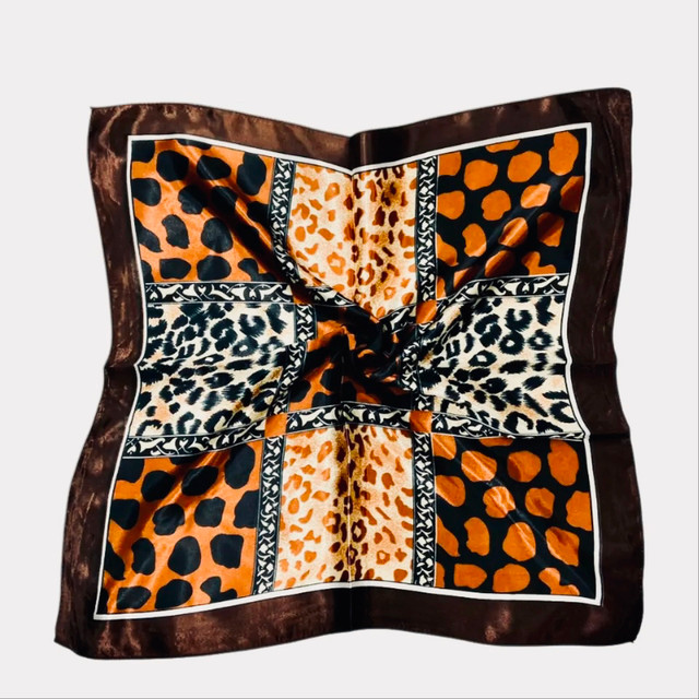 Animal print neck squared satin brown scarf in Women's - Other in City of Toronto