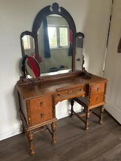 Vintage Wooden Vanity with Mirror , View more