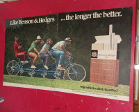 1975 BENSON & HEDGES VINTAGE AD WITH LONG BICYCLE BIKE RETRO
