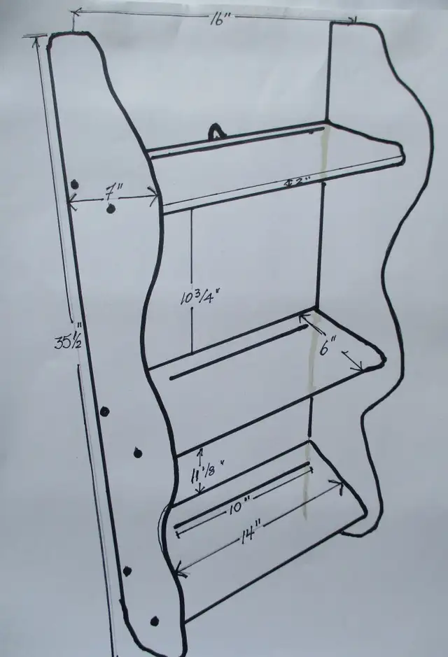 Used wooden Pine 3 tier wall mount hanging shelf63838168774275122