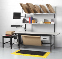 WORKSTATIONS, PACKING BENCHES, SHIPPING STATIONS, WORKBENCHES.