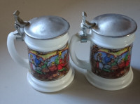 Vintage Original BMF Schnapskrugerl Miniature Milk Glass Steins