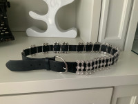 FIFTH AVENUE COLLECTION Leather Black Crystal Belt 99 CM
