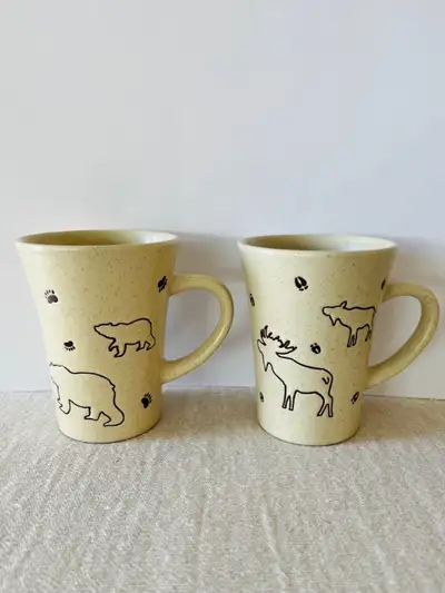 Oscardo of Canada mugs with local artists designs on them Polar Bear and Moose (rare to find this on...