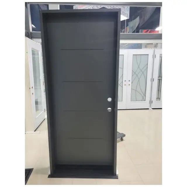 Matt Black Modern Solid Steel Single Door 34" dans Portes, fenêtres et moulures dans Ville de Toronto - Image 2