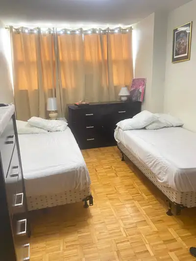 Details Finished spacious, quiet, and clean room for rent in apartment building, share washroom and...