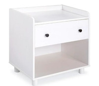 Morgan 1-Drawer Tray Top Solid Wood Bedroom Nightstand in White