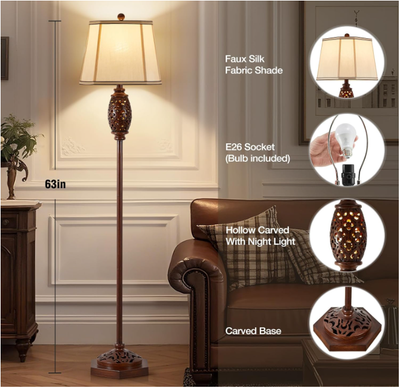 Brand New Vintage Brown Carved Resin with Hollow Light Design, View more
