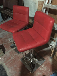 4 Red bar stool chairs 