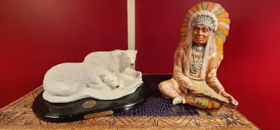Duck's Unlimited Polar Bears Statue and Native Indian Chief....., View more