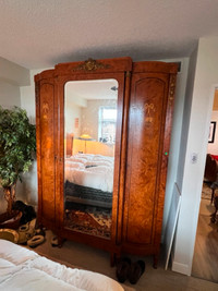 Antique Armoire and queen size Headboard and Footboard