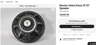 Made in USA  E/V Force 15 speakers for sono or guitare like new, View more