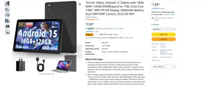 10 Inch Tablet Android 15, View more
