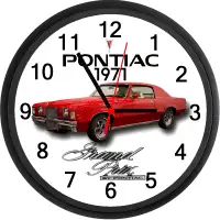 1971 Pontiac Grand Prix (Cardinal Red) Custom Wall Clock - New
