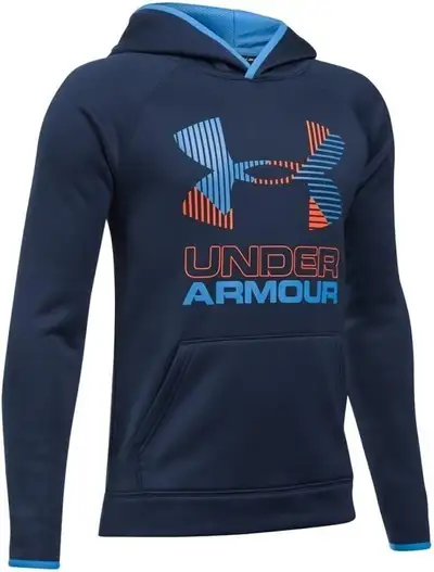 Boys Under Armor Fleece Big Logo Hoodie Sweatshirt Youth XL Blue, View more