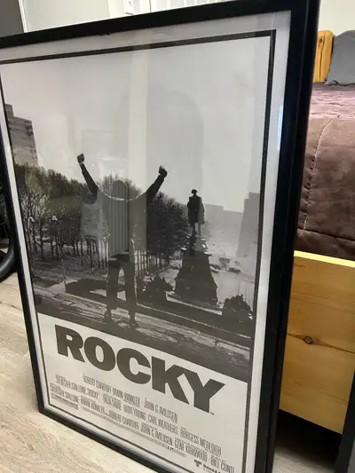 24”x36” rocky movie poster in glass frame