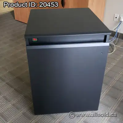 AVFI Black Wood Laminate Rolling Single Rack Credenza Cabinet, View more