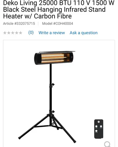NEW BLACK STEEL INFRARED STAND UP HEATER WITH CARBON FIBRE, View more