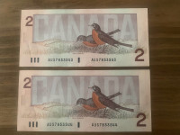 Billets de collection de la Banque du Canada (non circulés).