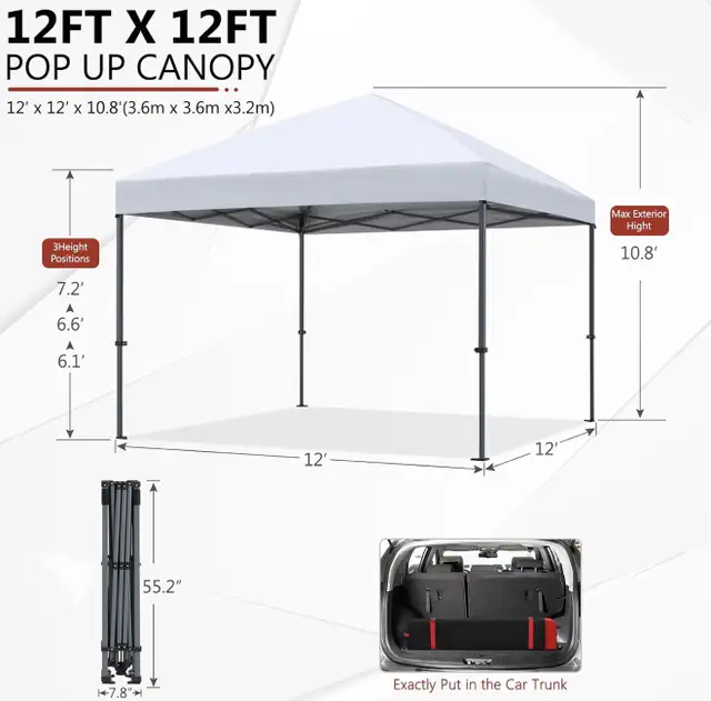 ABCCANOPY Commercial-grade Pop up Canopy, 12X12, White - NEW in BBQs & Outdoor Cooking in Ottawa - Image 4