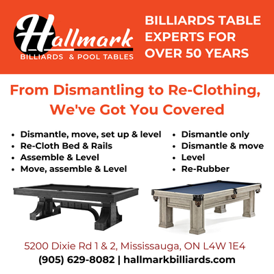 PROFESSIONAL POOL TABLE MOVERS-HALLMARK BILLIARDS 905-629-8082, View more