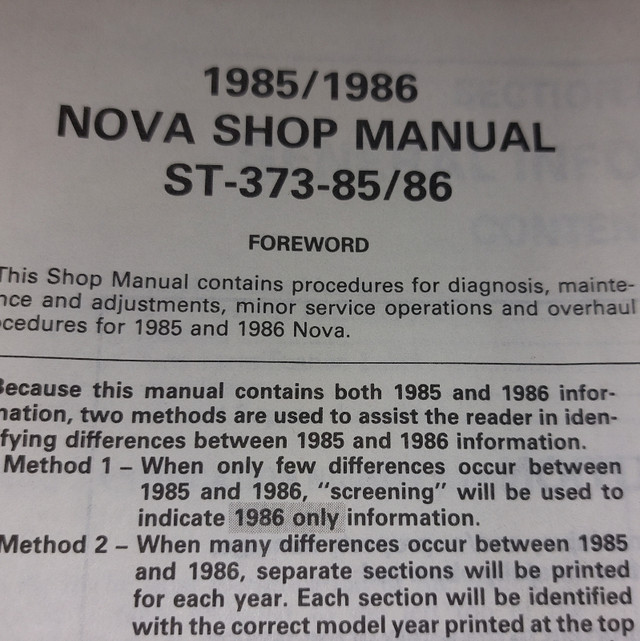 1985-86 Chevy NOVA Shop Manual in Other in Kingston - Image 2