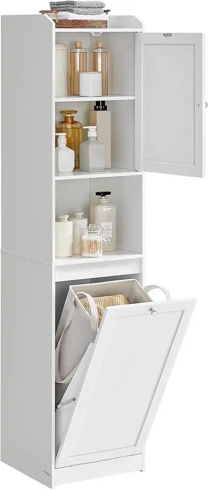 Tall Bathroom Cabinet with Laundry Basket, Removable Laundry Bas in Storage & Organization in Markham / York Region - Image 4