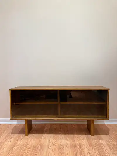 Mid Century Walnut Glass Hutch, View more
