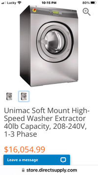 Unimac Softmount washer extractor  40lb 
