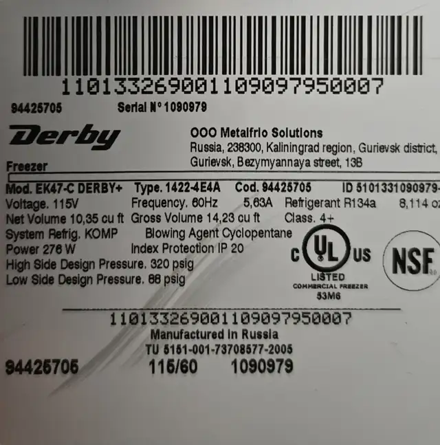 Derby Freezer EK47-C in Freezers in Edmonton - Image 5