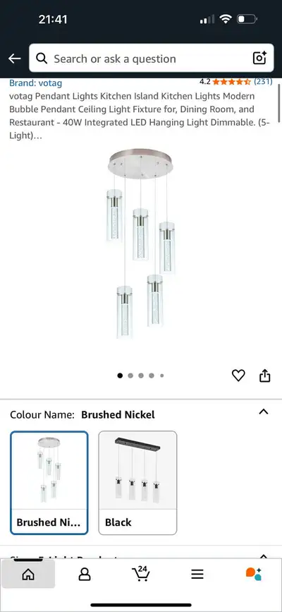 5-Light LED Pendant Chandelier – Brushed Nickel – Modern Bubble, View more