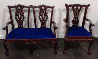 Antique doll settee and chair.
