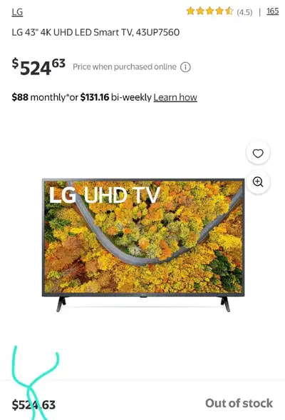 LG 43" 4K WEBOS SMART TV $260! DETAILS ARE IN THE AD, View more