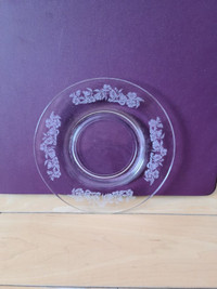 Set of Unmarked Pressed Glass Dessert Plates With Flower Design