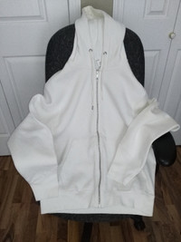 NEW White Fleece Full Zippered Hoodie Size Medium