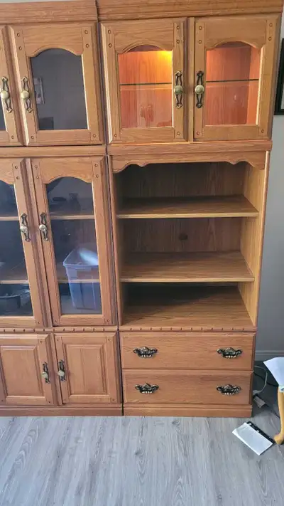 3 Piece Oak Finish Wall.Cabinet, View more