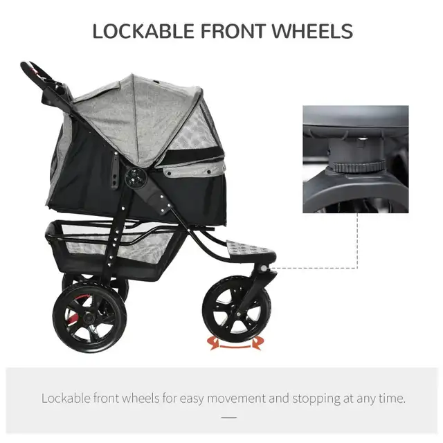 3 Wheel Folding Dog Stroller, Grey Color  in Other in Markham / York Region - Image 5