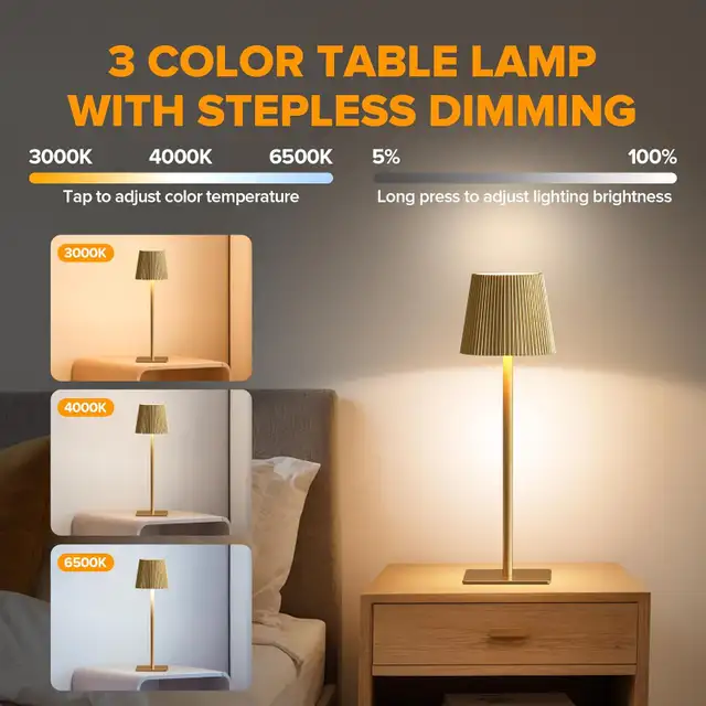 LUTEC 4-Pack Cordless Desk Lamp, 6000mAh Rechargeable, Touch Con in Indoor Lighting & Fans in Mississauga / Peel Region - Image 6