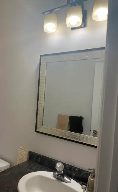 30" x 30" , Great condition Dark brown and cream color frame Renovated the bathroom, no longer neede...